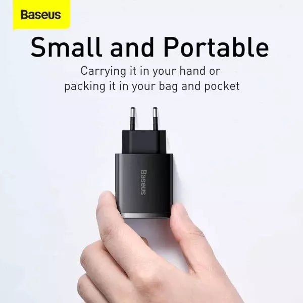 Baseus Compact Quick Charger 2U+C 30W – Black Baseus Compact Quick Charger 2U+C 30W – Black